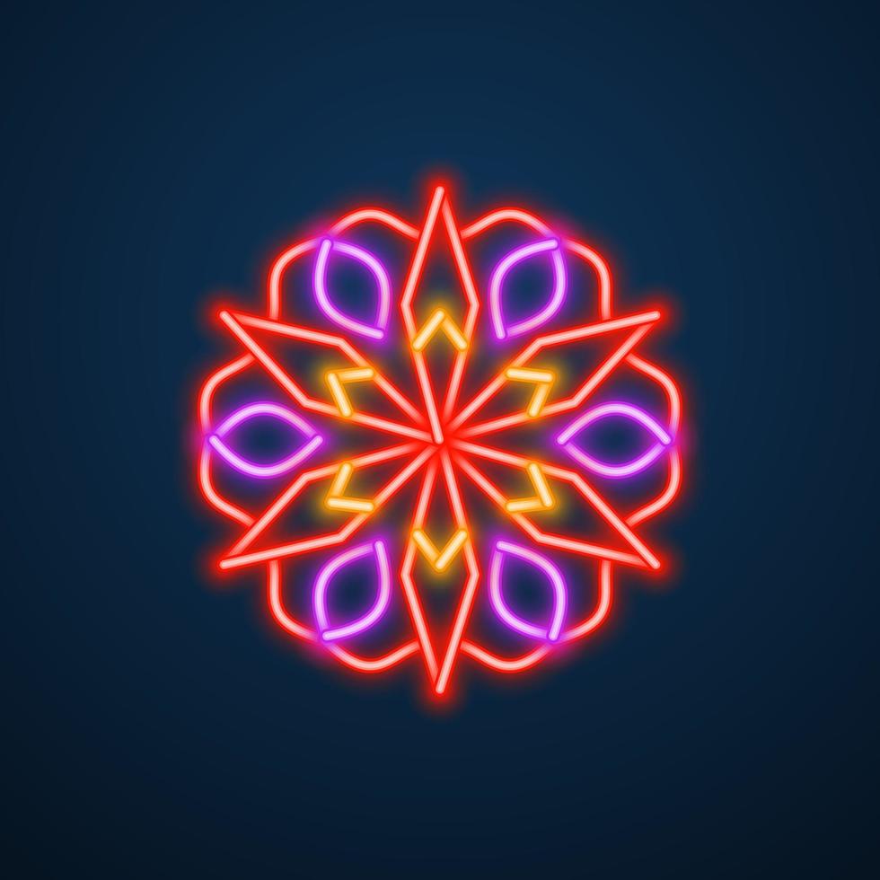 mandala bloem neon effect vector