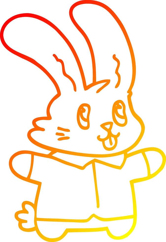 warme gradiënt lijntekening cartoon gelukkig konijn vector
