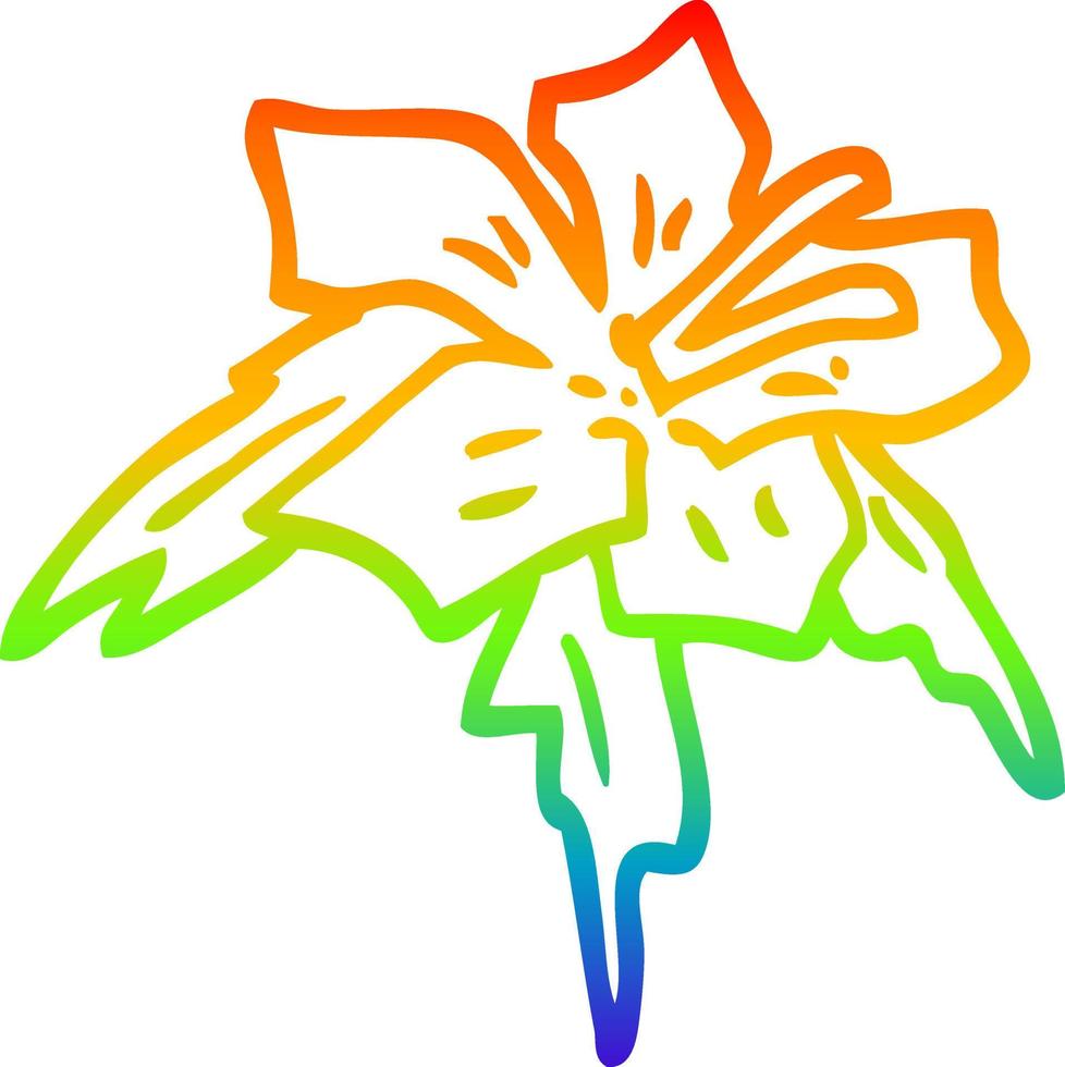 regenbooggradiënt lijntekening cartoon lilly vector