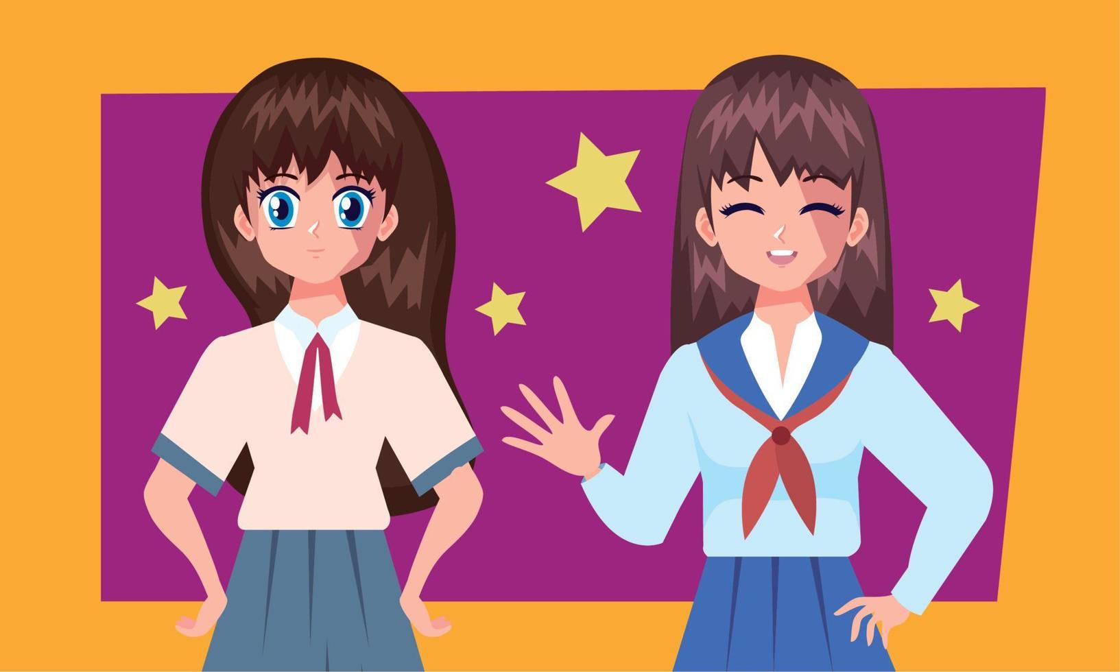 anime matrozen meisjes vector