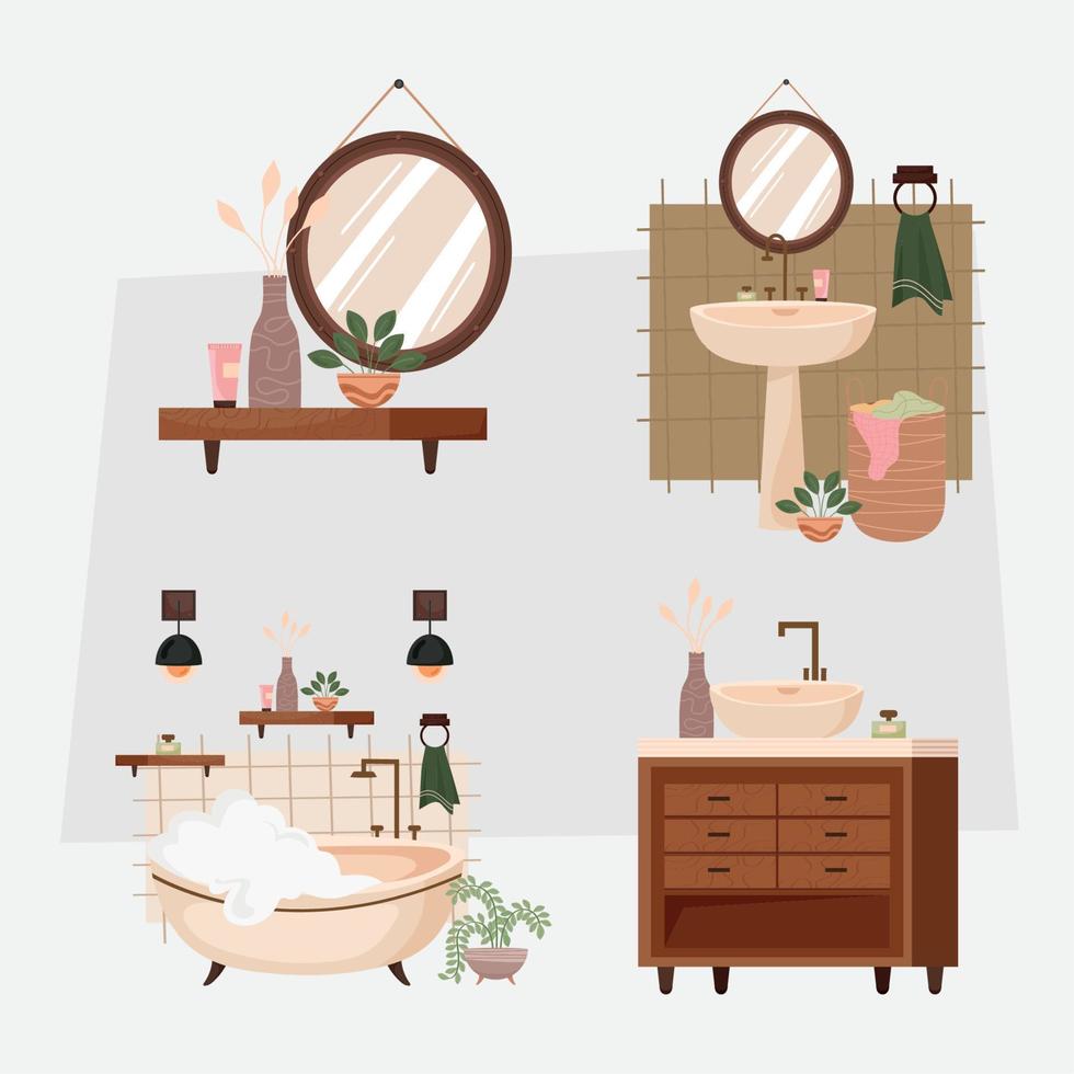 decoratie en iconen van badkamerinterieur vector