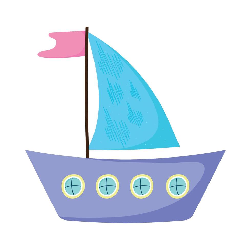 schattige lila zeilboot vector