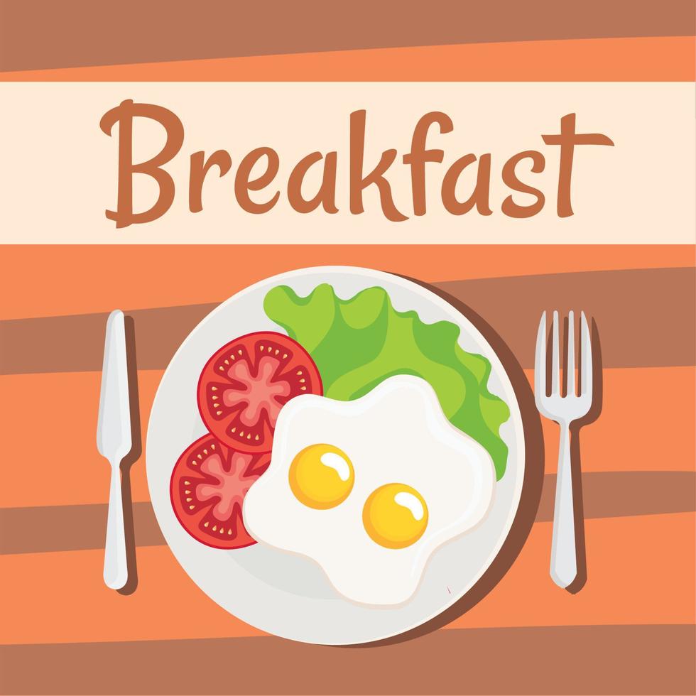 ontbijt belettering met eieren en groenten vector
