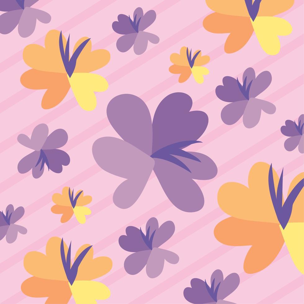 lila en gele bloemen vector