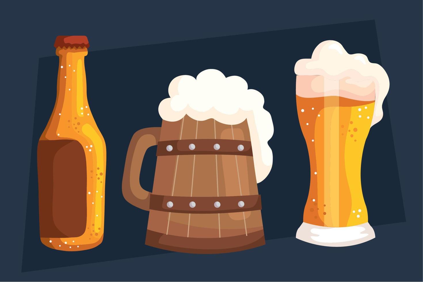 drie biercontainers vector