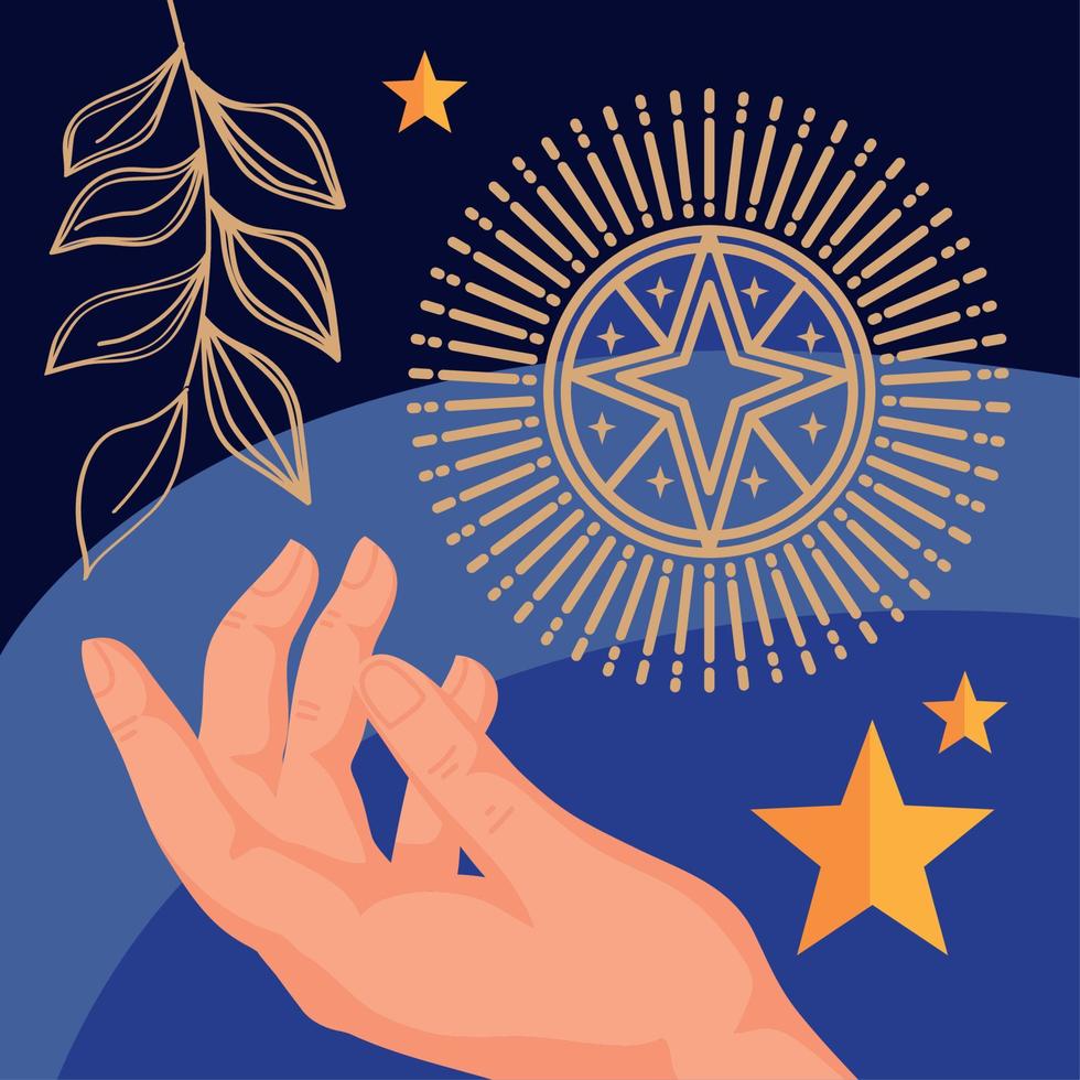 hand met esoterisch symbool vector