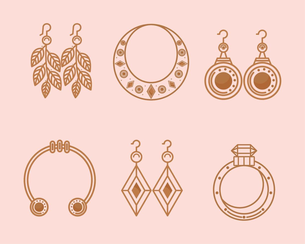 zes sieraden luxe iconen vector