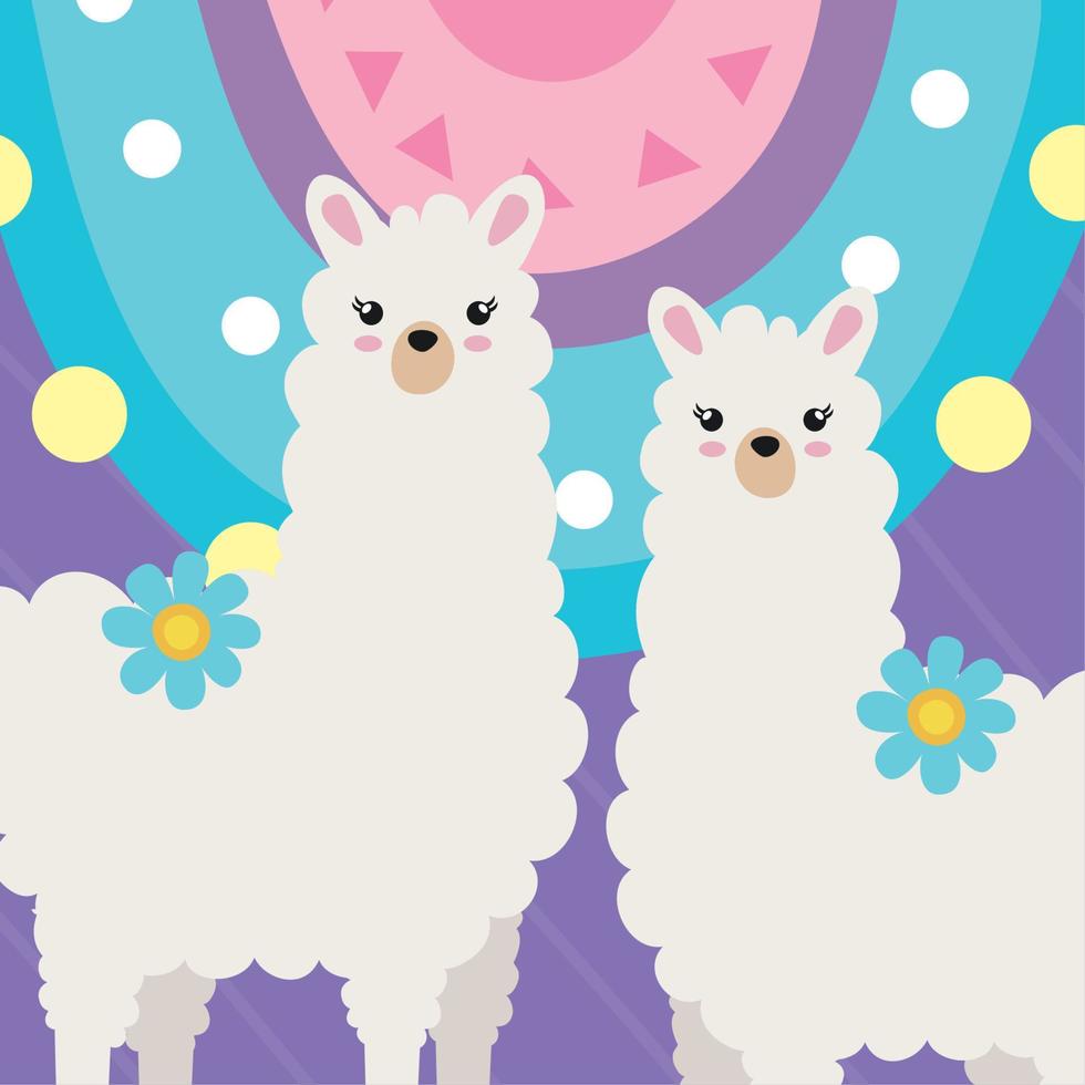 twee lama's in poster vector