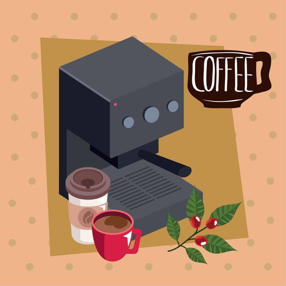 koffie belettering in cup vector