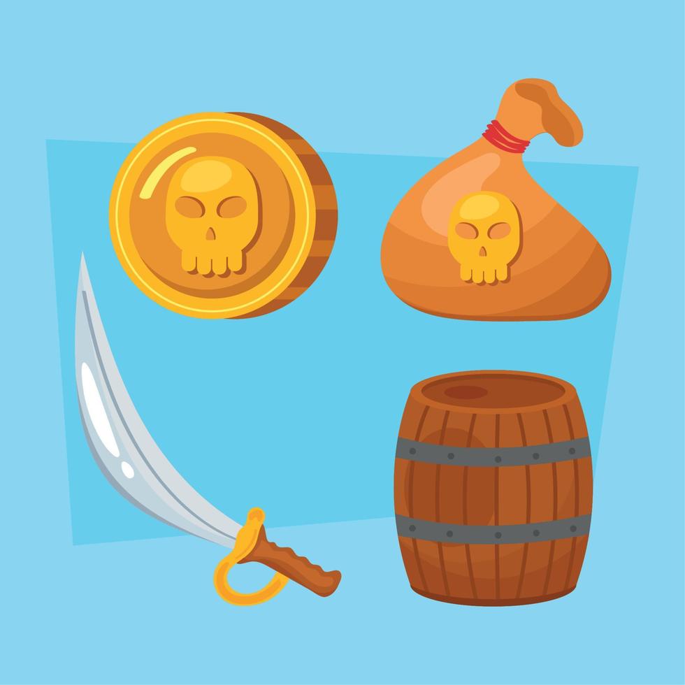 vier piraten matroos iconen vector