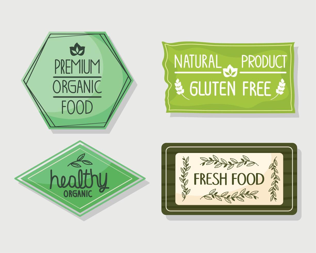 eco-labels vier pictogrammen vector