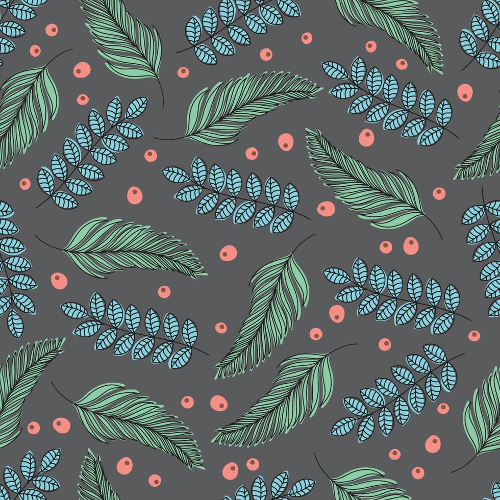 tropische bloemen op een achtergrond van palmbladeren. naadloze patroon met tropische planten bladeren en bloemen. tropische illustratie. jungle gebladerte. vector naadloos patroon voor stoffen, verpakkingen, geschenken