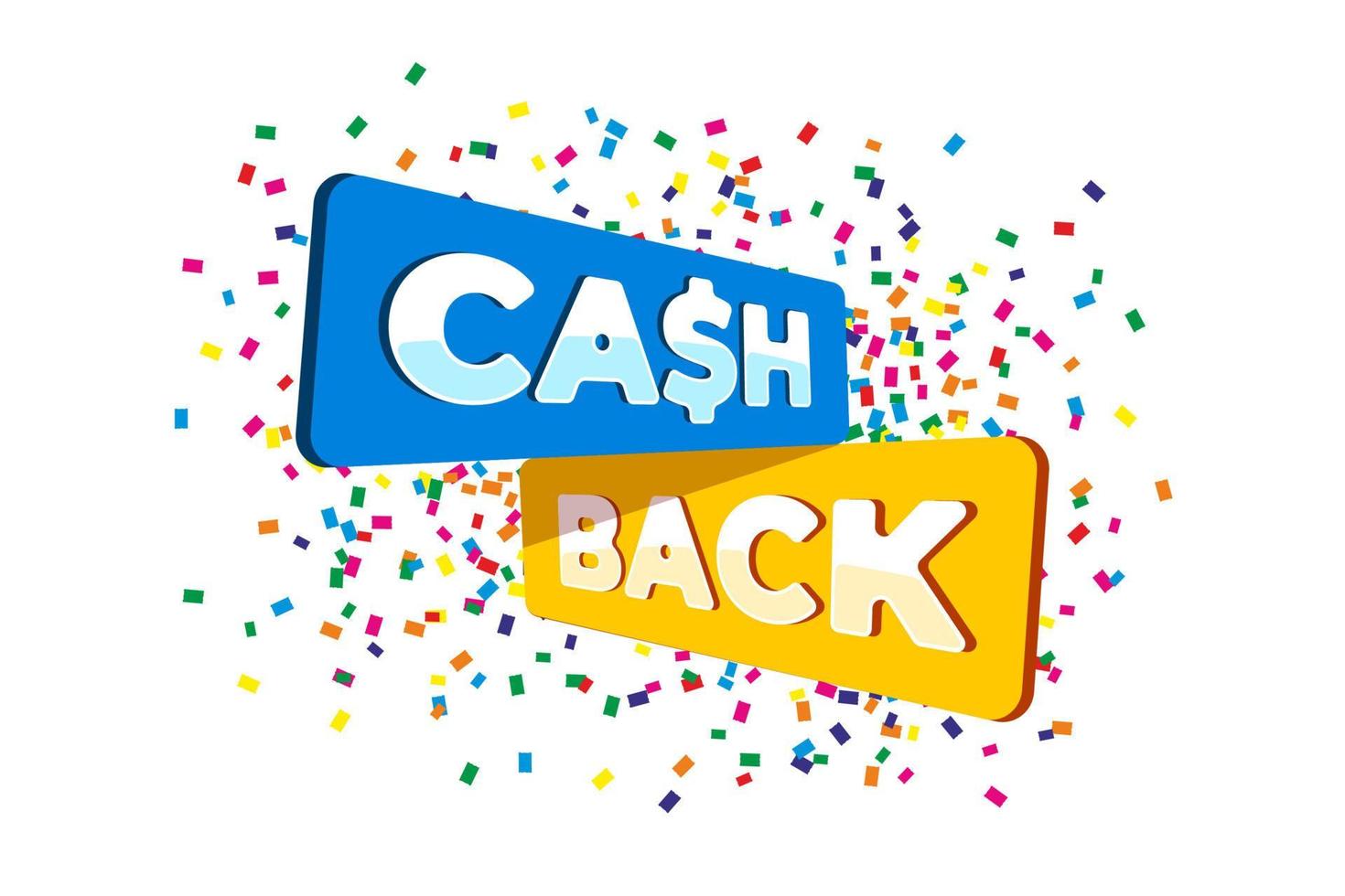 cashback loyaliteitsprogramma badge concept. geld terug service na aankoop promotie banner. geld of bonus restitutie reclamebord. financiële betaling label met confetti vector eps illustratie