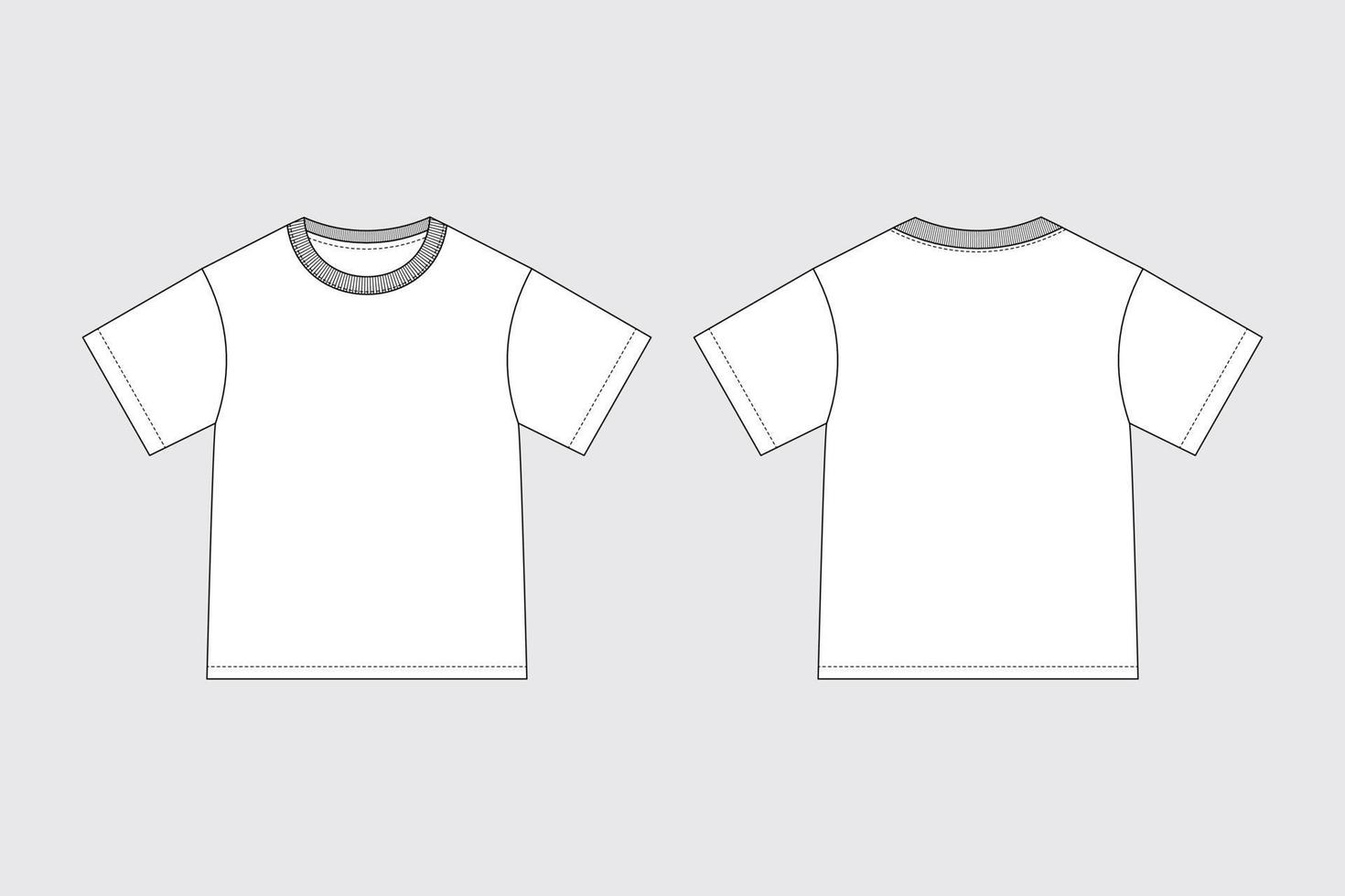 set van basic kinder T-shirt technische mode illustrator platte kleding sjabloon vector