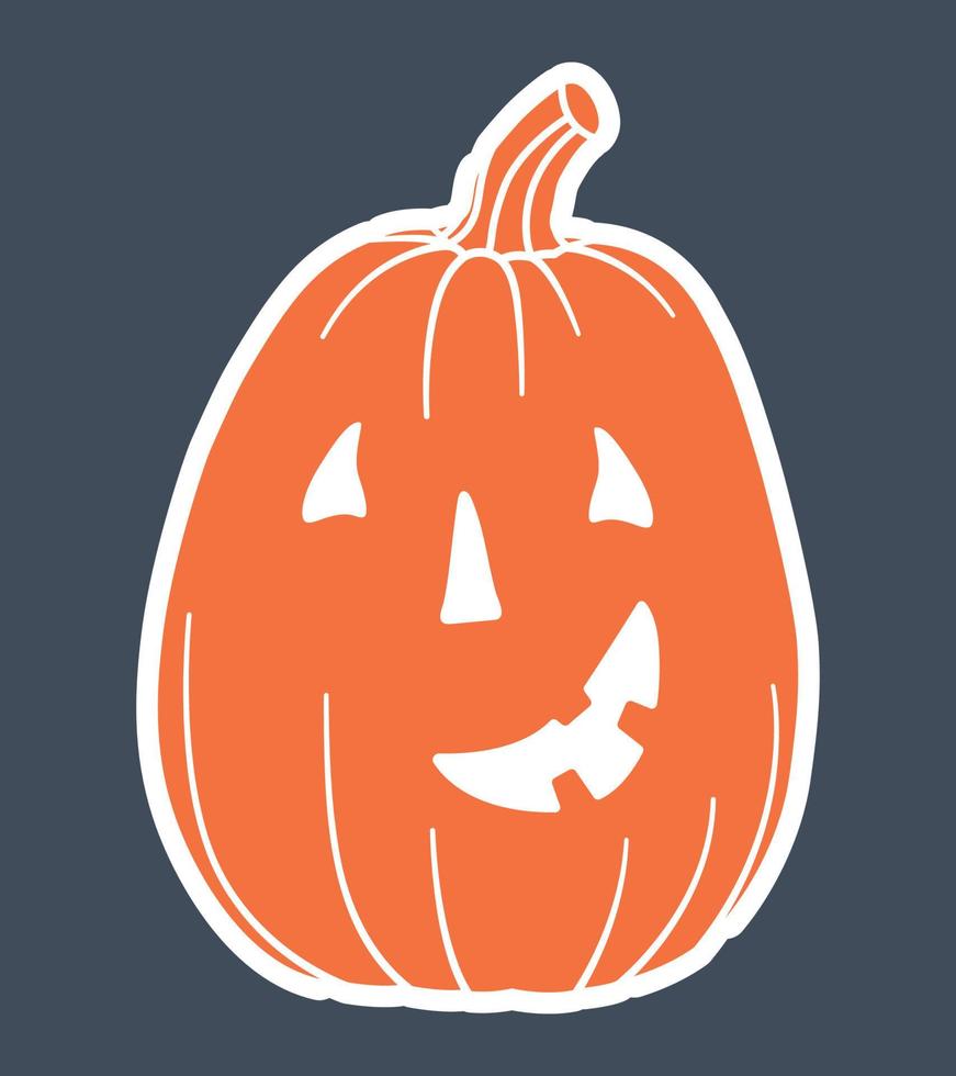 pompoen, het belangrijkste symbool van halloween. oranje pompoen met verschillende grappige gezichten. sjabloon voor uw ontwerp. hand getekend trendy vectorillustratie. alle elementen zijn geïsoleerd. vector