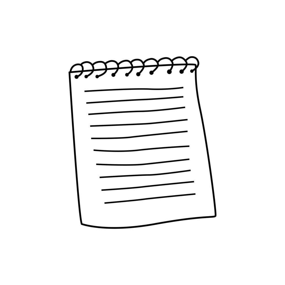 hand getekende notebook blad met met lente doodle stijl, vectorillustratie geïsoleerd op een witte achtergrond. zwart omtrek decoratief ontwerpelement, briefpapier, notitiepapier vector
