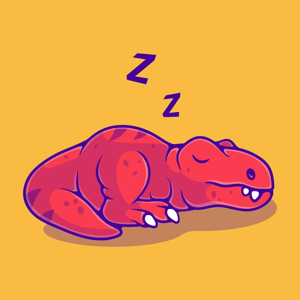 schattige slapende tyrannosaurus rex dinosaurusillustratie geschikt voor mascottesticker en t-shirtontwerp vector
