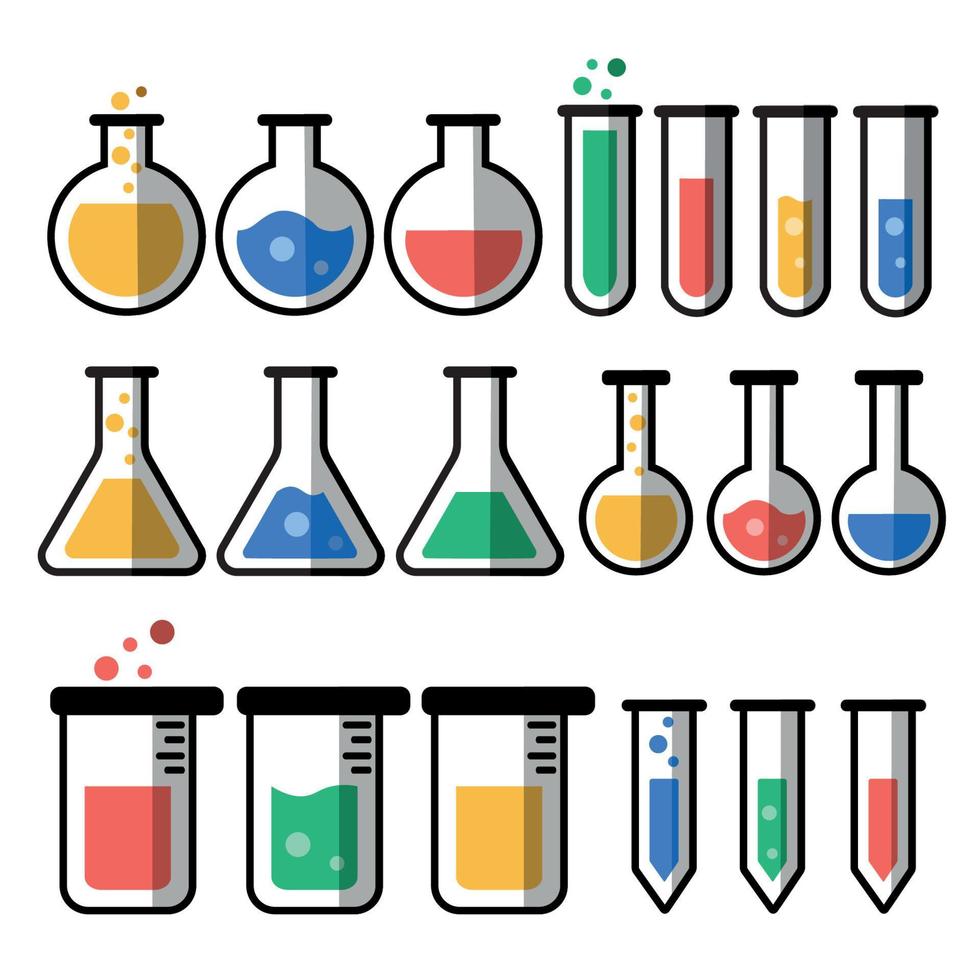 set reageerbuisjes in verschillende vormen vector