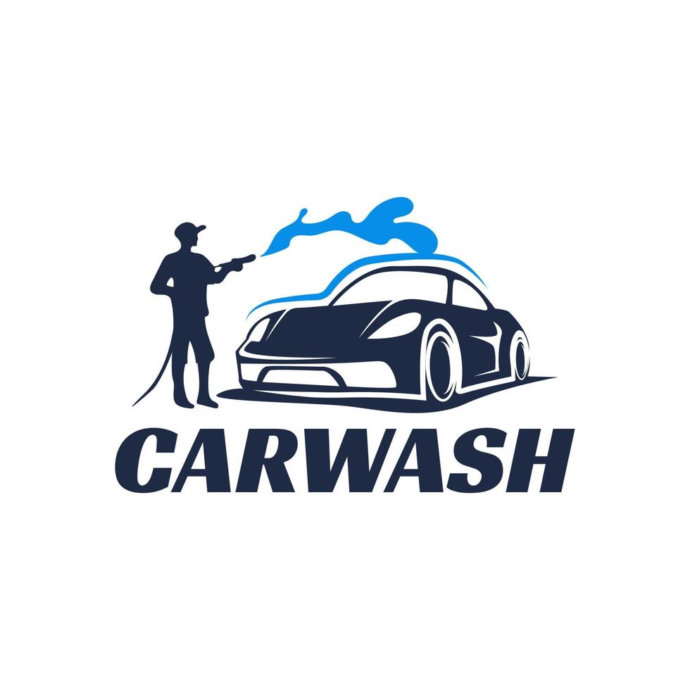 blauw car wash auto detaillering logo vector