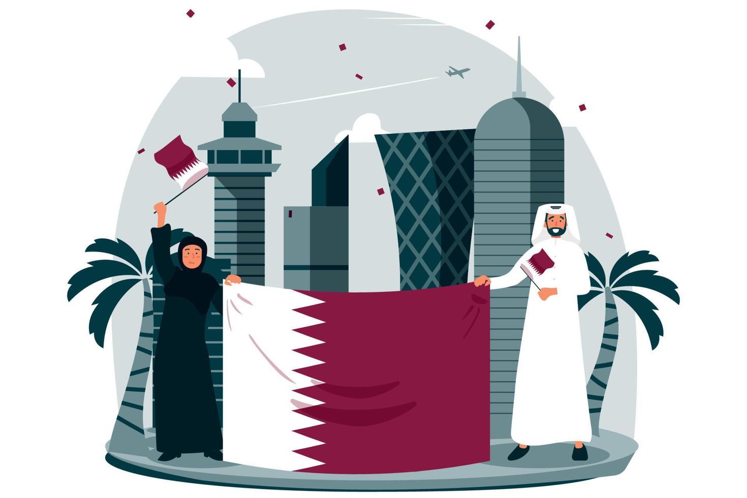 onafhankelijkheidsdag qatar vlakke afbeelding vector