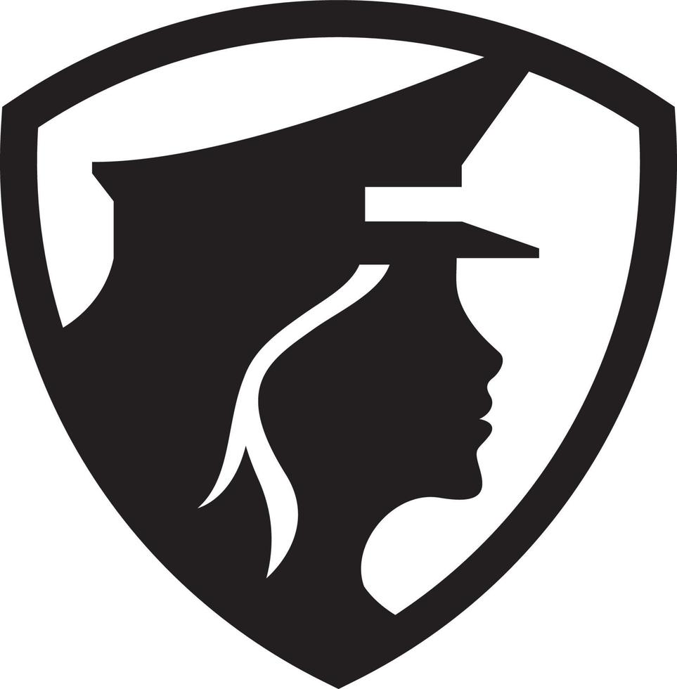 een silhouet van een vrouwelijke piloot of wetsofficier vector
