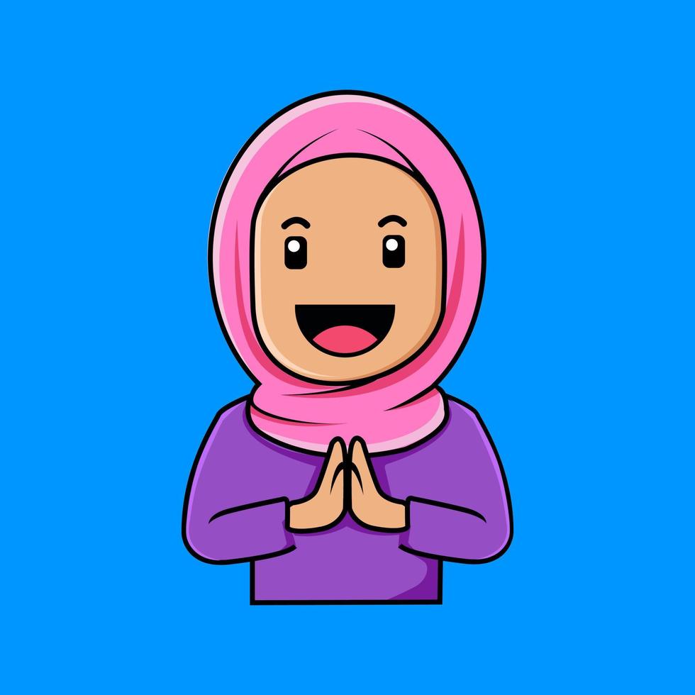 vectorillustratie van vrouw in hijab in zachte kleur en cartoon stijl. vector