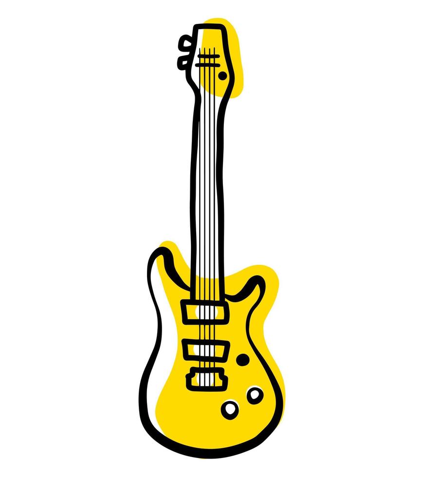gitaar overzicht muziekinstrument, vector geïsoleerd silhouet, eenvoudige hand getrokken doodle pictogram.