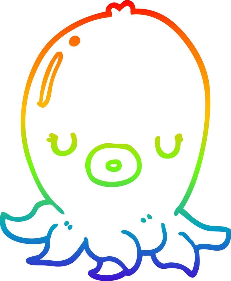 regenbooggradiënt lijntekening cartoon octopus vector