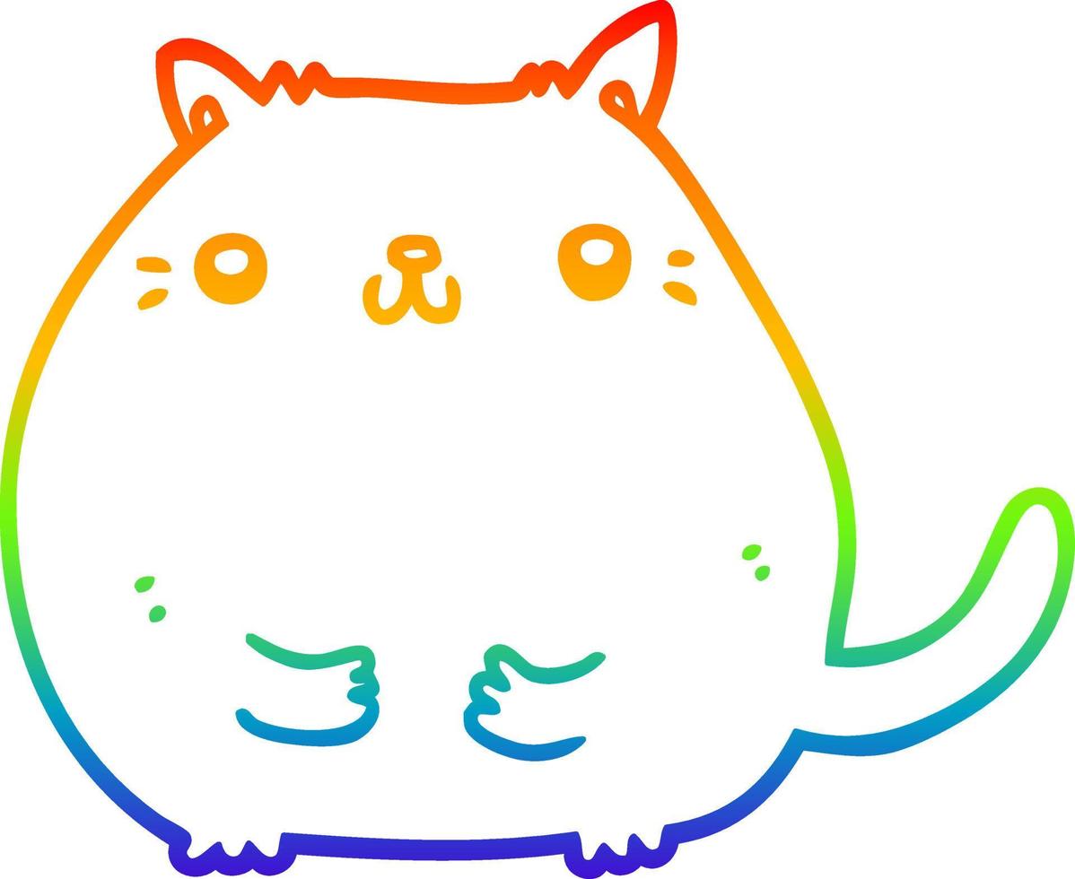 regenbooggradiënt lijntekening cartoon kat vector