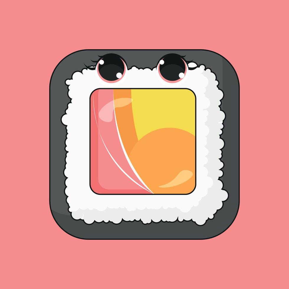 schattig grappig sushi roll karakter vector