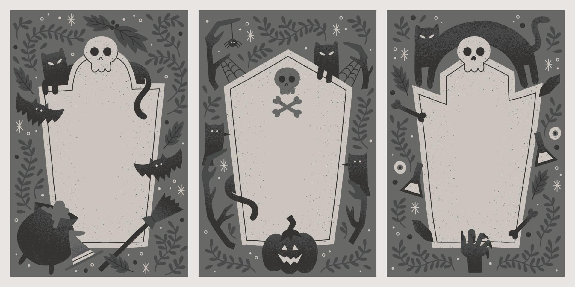 set kindermemo plakboek notities uitnodiging halloween krans sjablonen vector