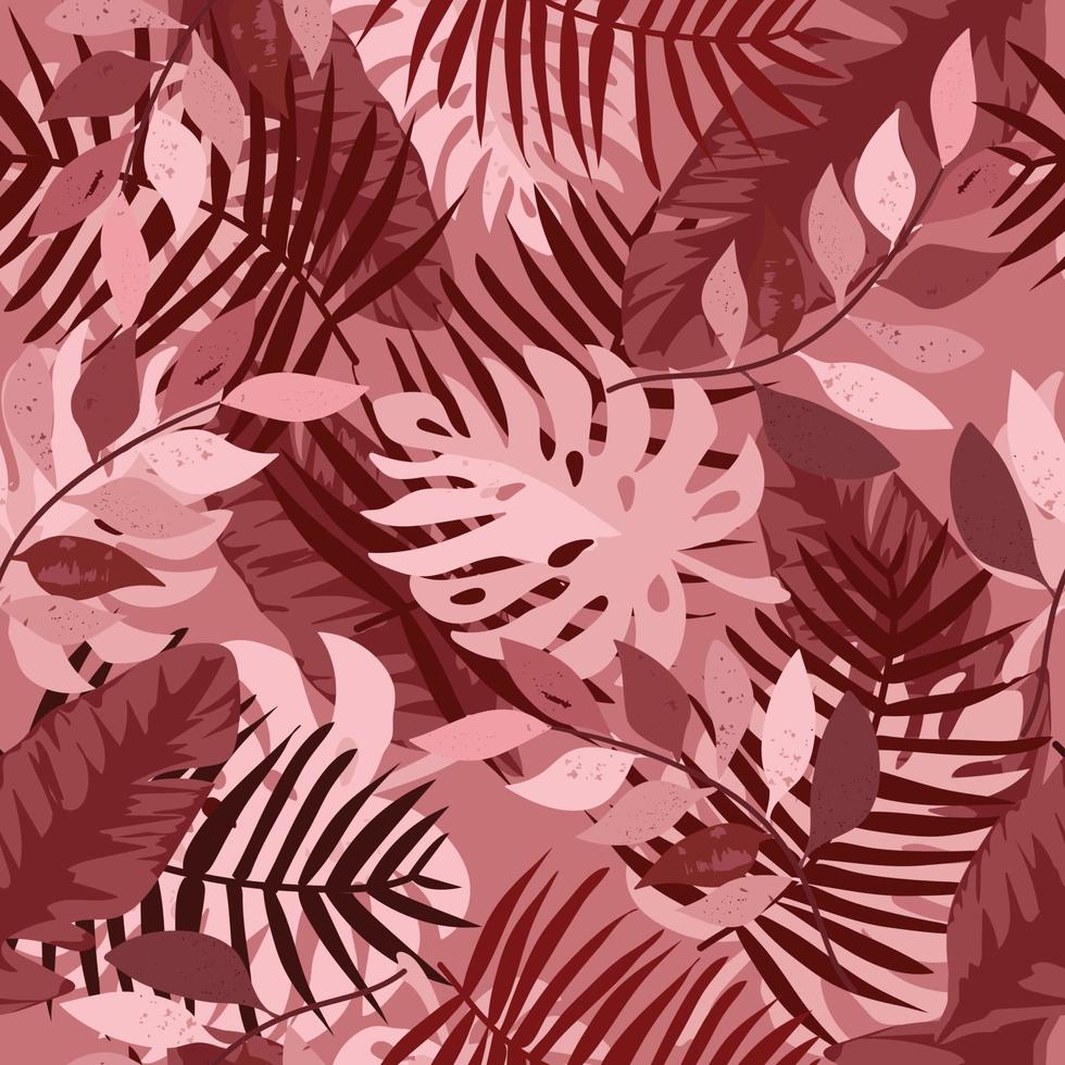 mooi rood en roze bladframe naadloos patroon vector