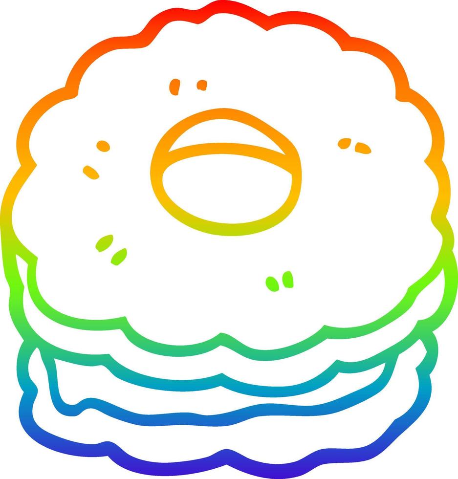 regenboog gradiënt lijntekening cartoon jammy biscuit vector