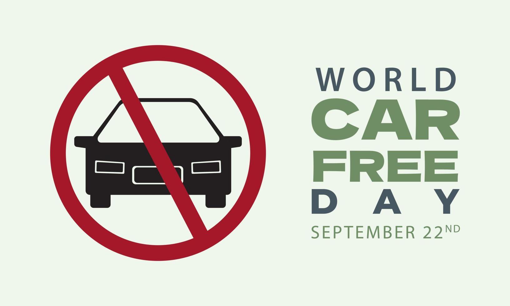 autovrije dag 22 september met verbod auto's illustratie op geïsoleerde achtergrond vector