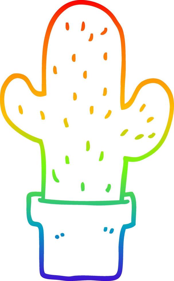 regenbooggradiënt lijntekening cartoon cactus vector