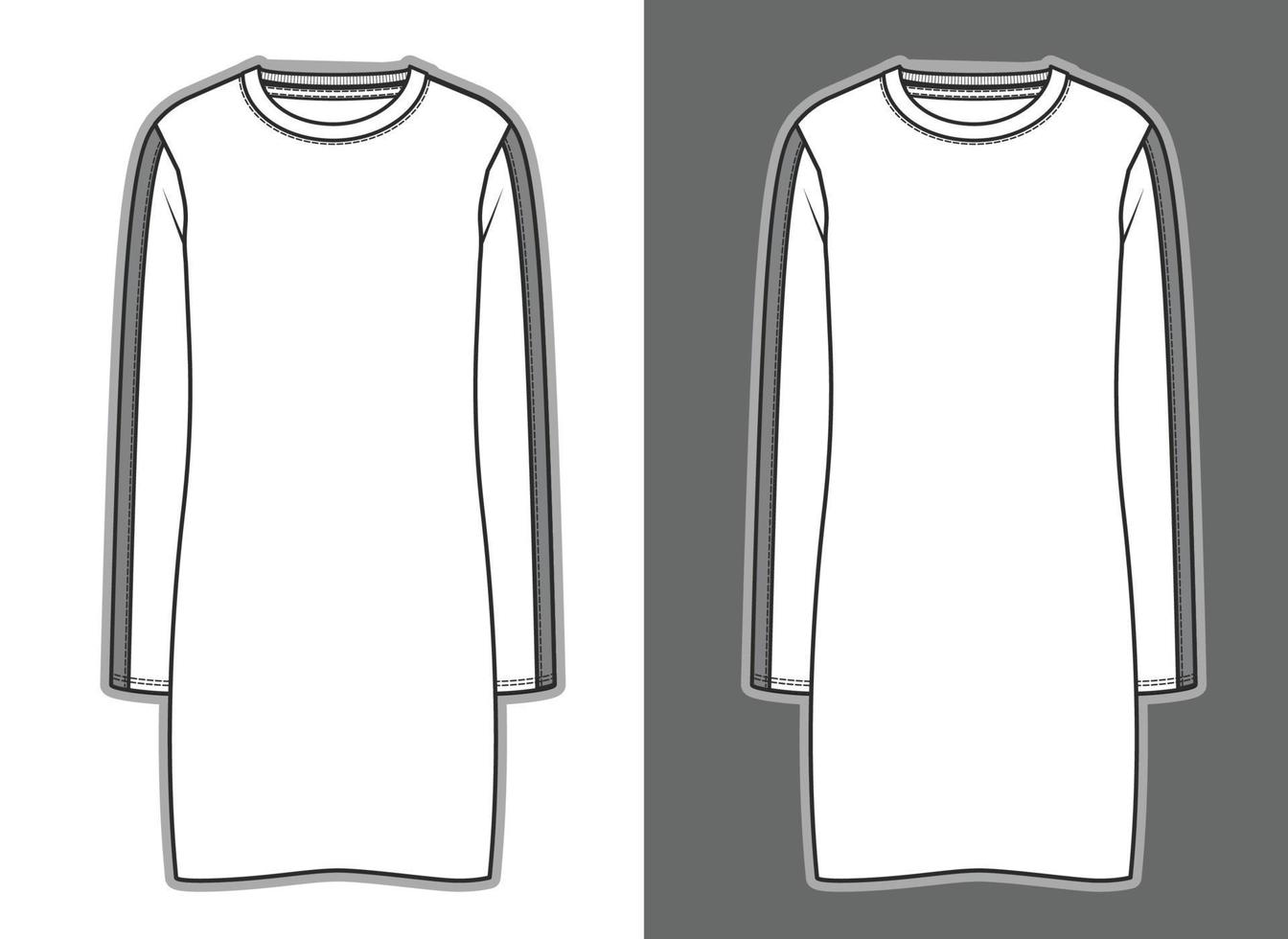 lange mouwen jurk kledingstuk schets mode illustratie vector