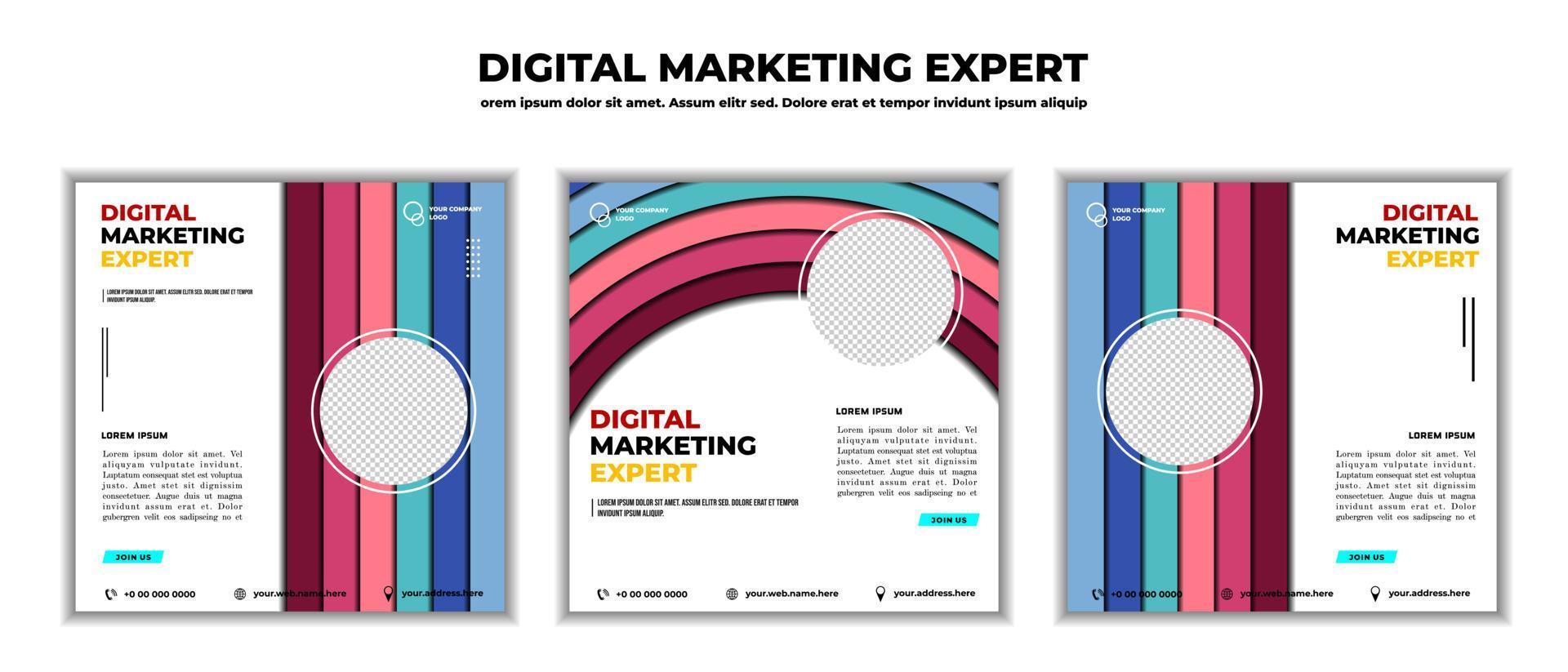 digitale marketing zakelijke webinar sociale media post. vectorillustratie en tekst vector