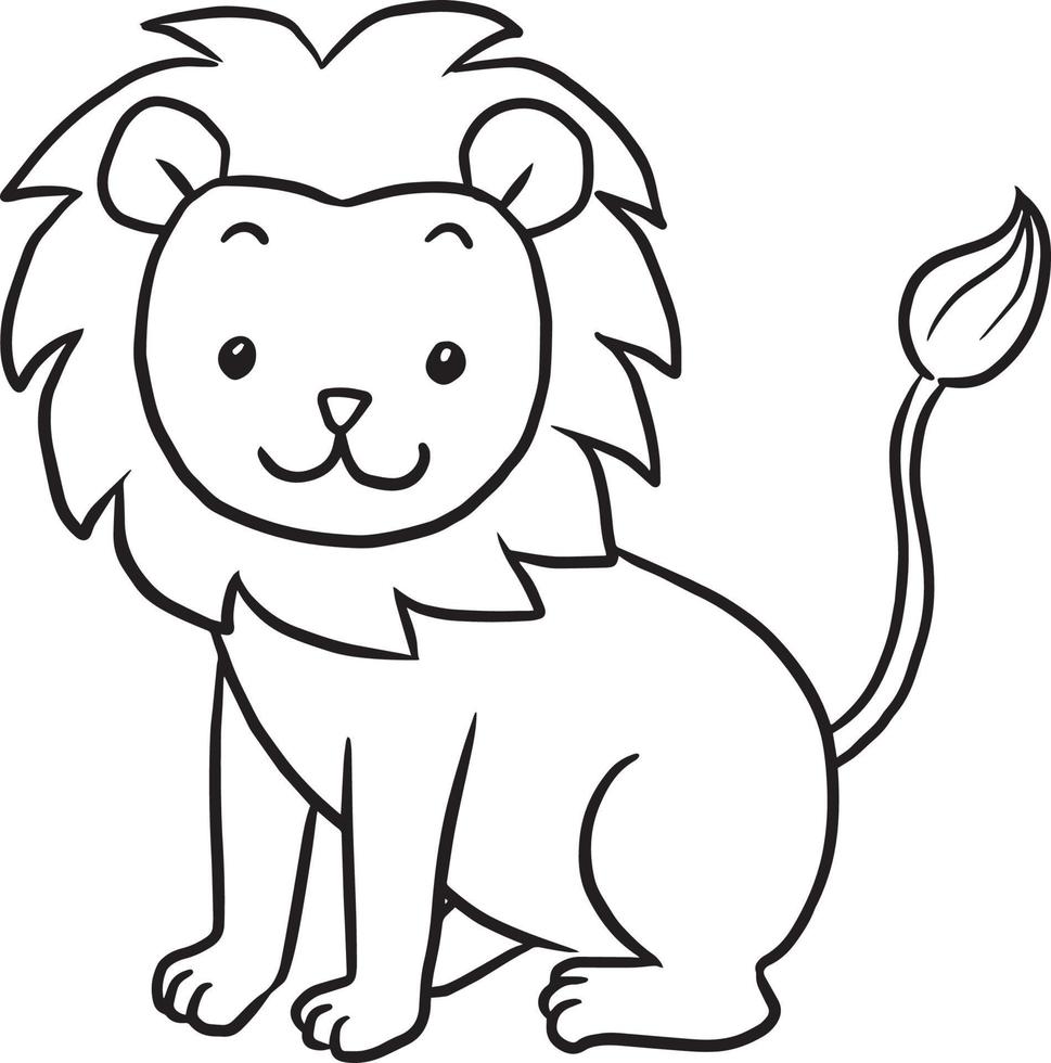 leeuw dier cartoon doodle kawaii anime kleurplaat schattig illustratie clip art karakter vector