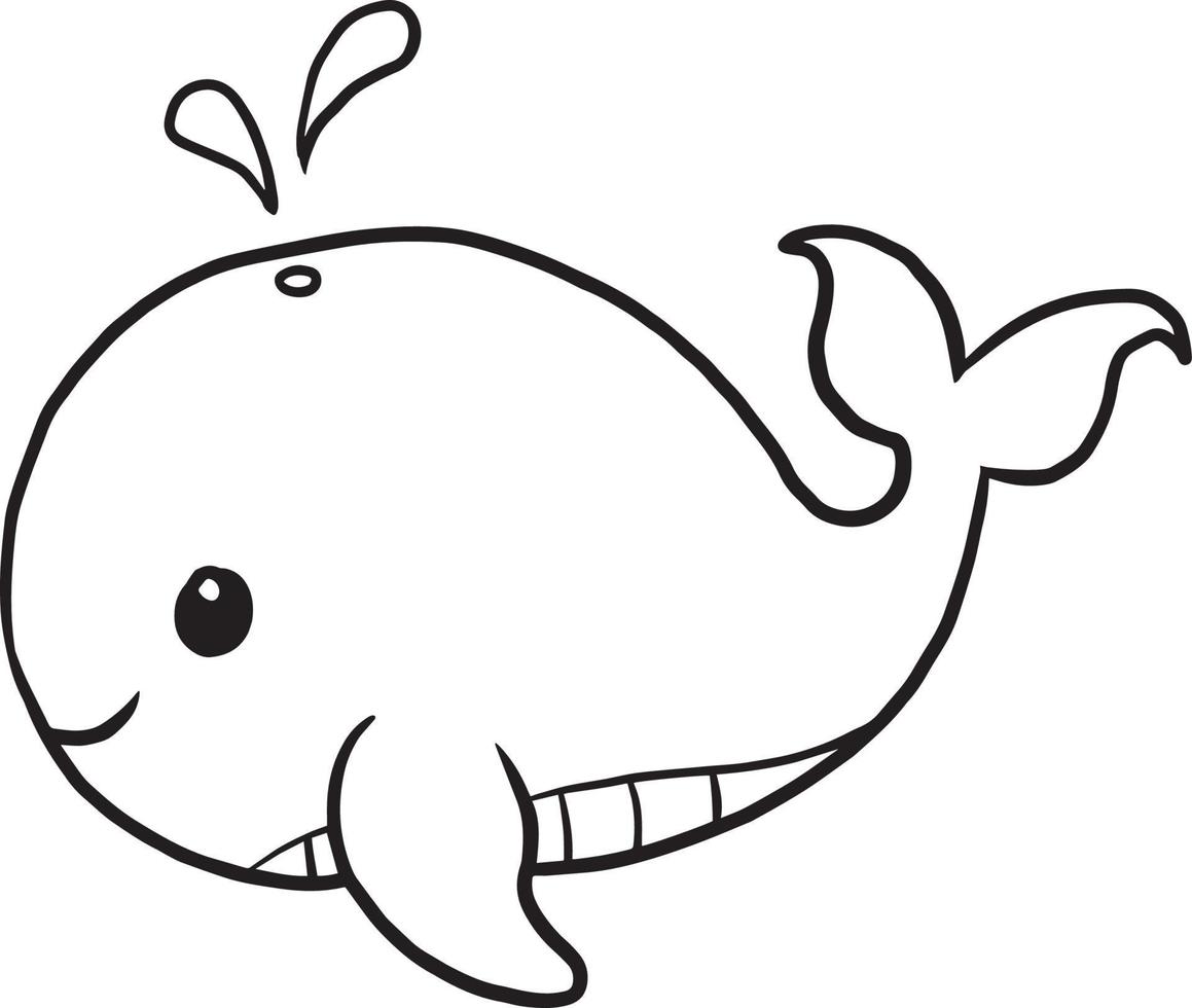 walvis dier cartoon doodle kawaii anime kleurplaat schattig illustratie clip art karakter vector