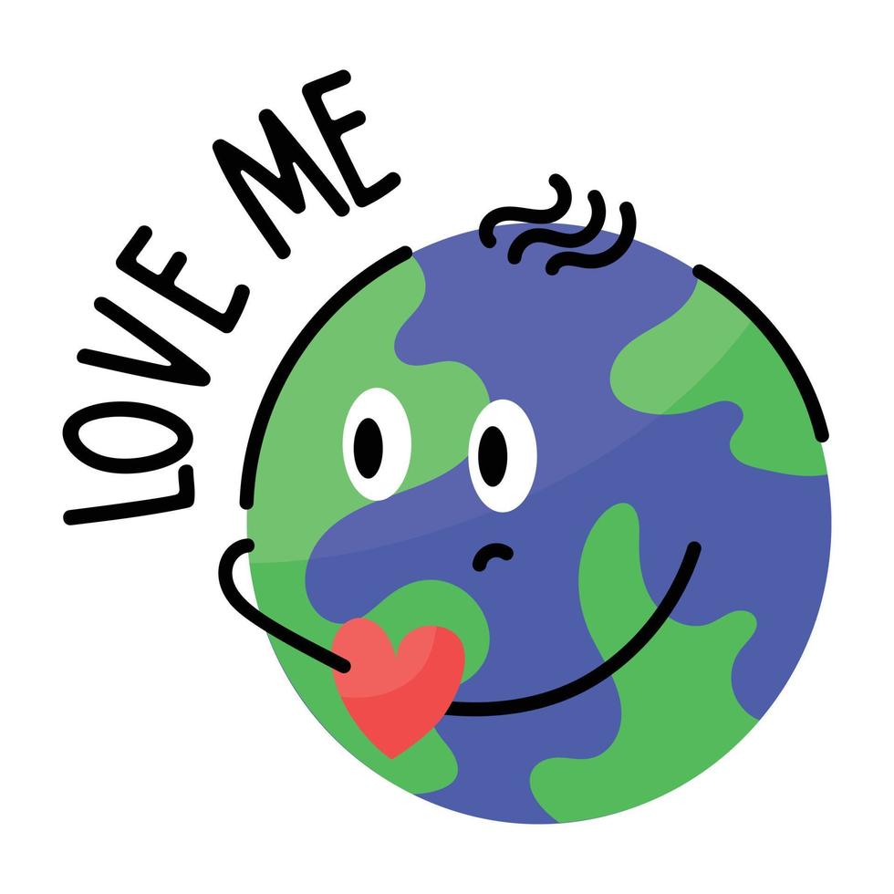 een schattige handgetekende sticker van liefdesplaneet vector