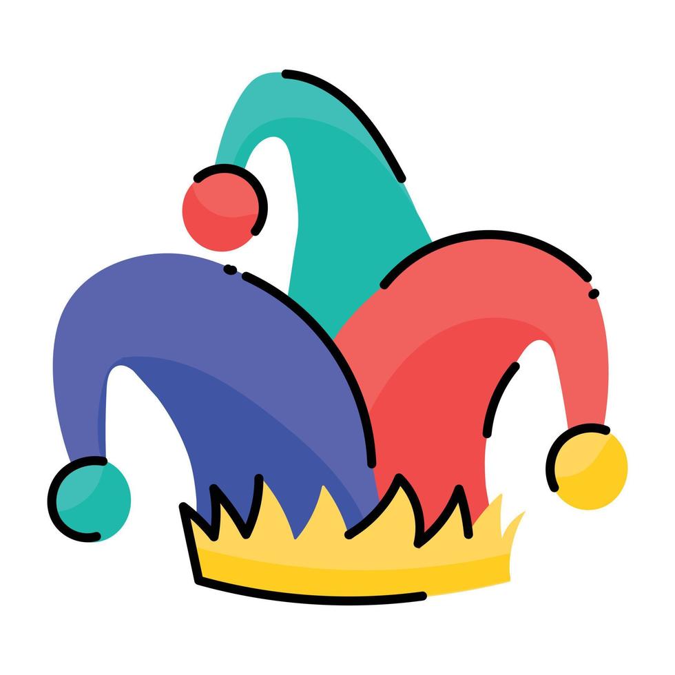 clown hoed sticker ontworpen in doodle stijl vector