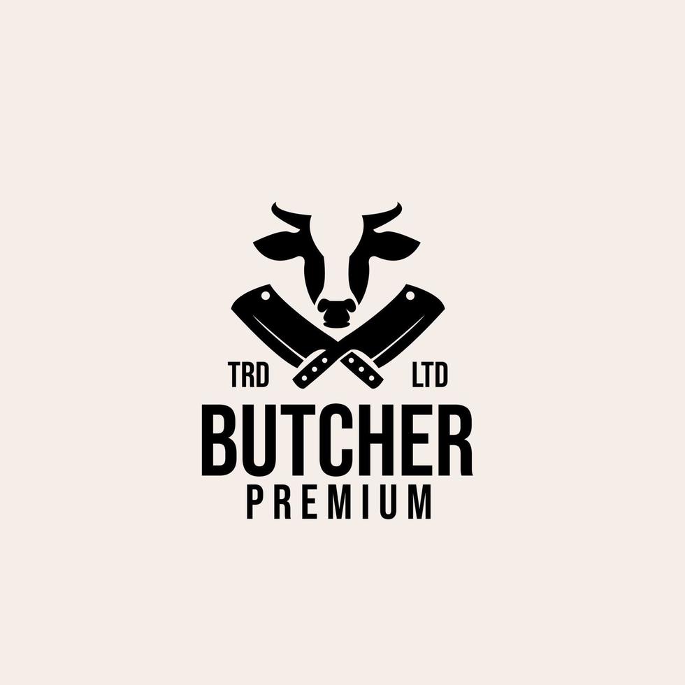 premium slager koe vector logo ontwerp