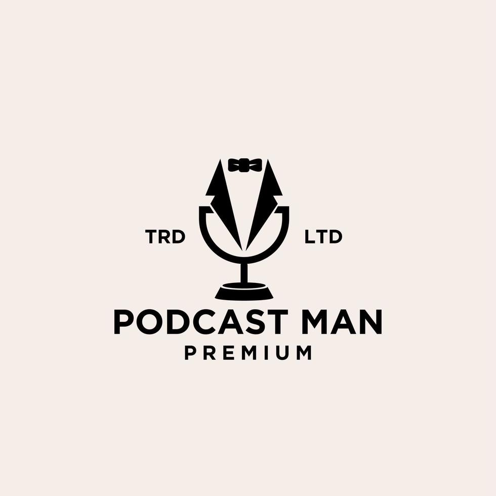 premium podcast man vector logo ontwerp