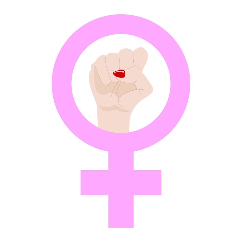 vrouw weerstaan symbool geïsoleerd op een witte achtergrond. vrouwelijk symbool. girl power. feminisme begrip. vectorillustratie. vector
