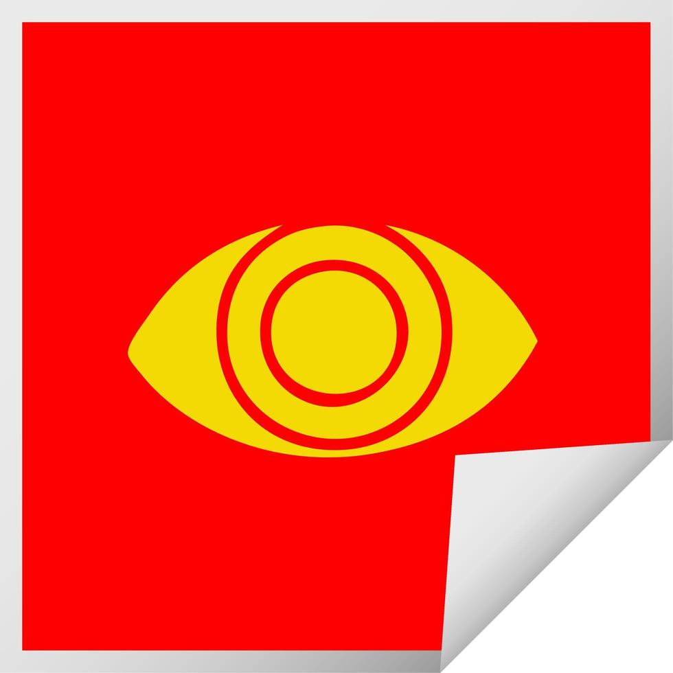 vierkante peeling sticker cartoon oog vector