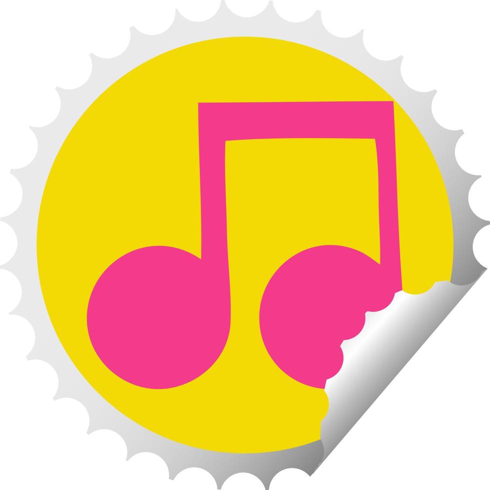 circulaire peeling sticker cartoon muzieknoot vector