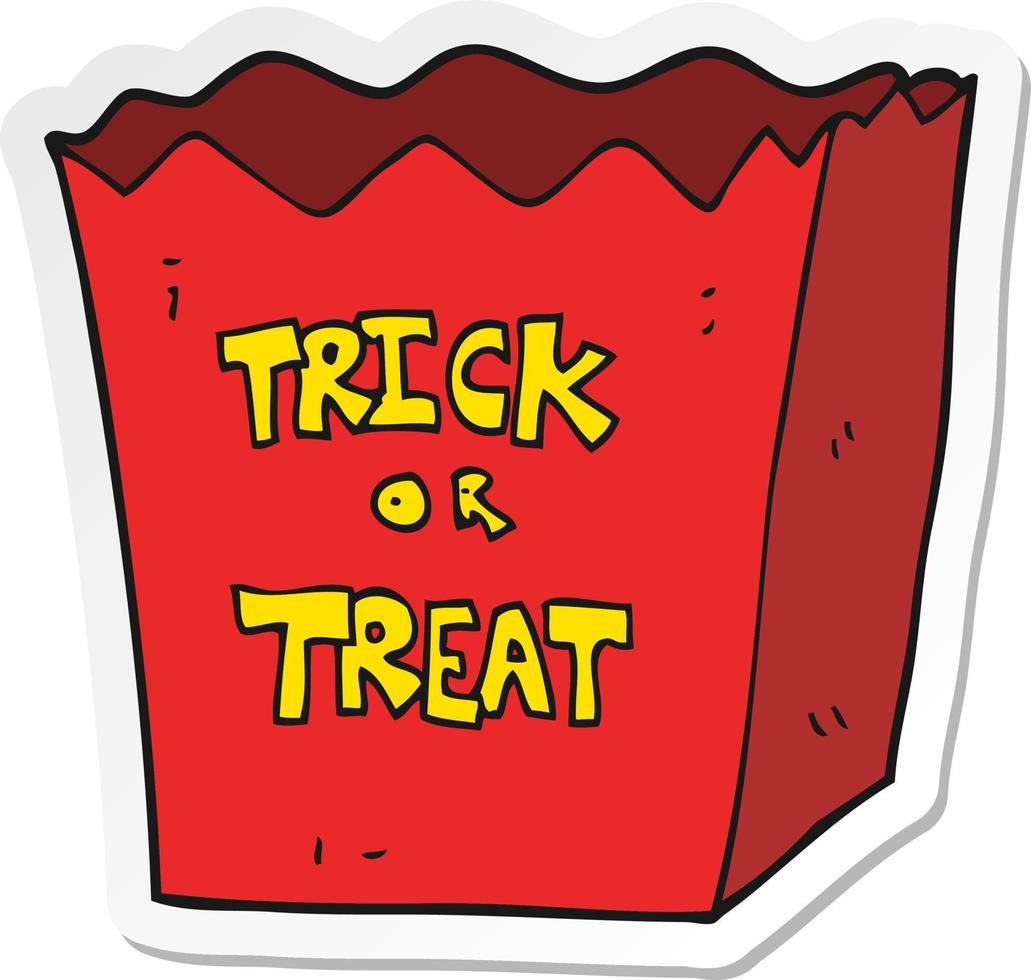 sticker van een cartoon trick or treat-tasje vector