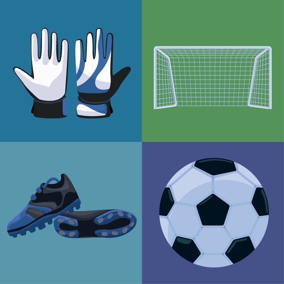 vier voetbal voetbal pictogrammen vector