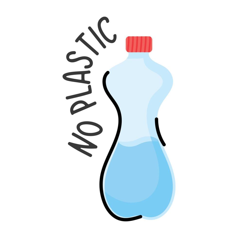 bekijk doodle sticker van plastic fles vector