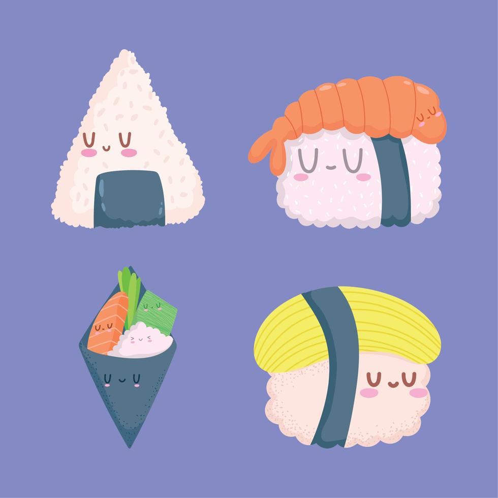 pictogrammen instellen sushi kawaii vector